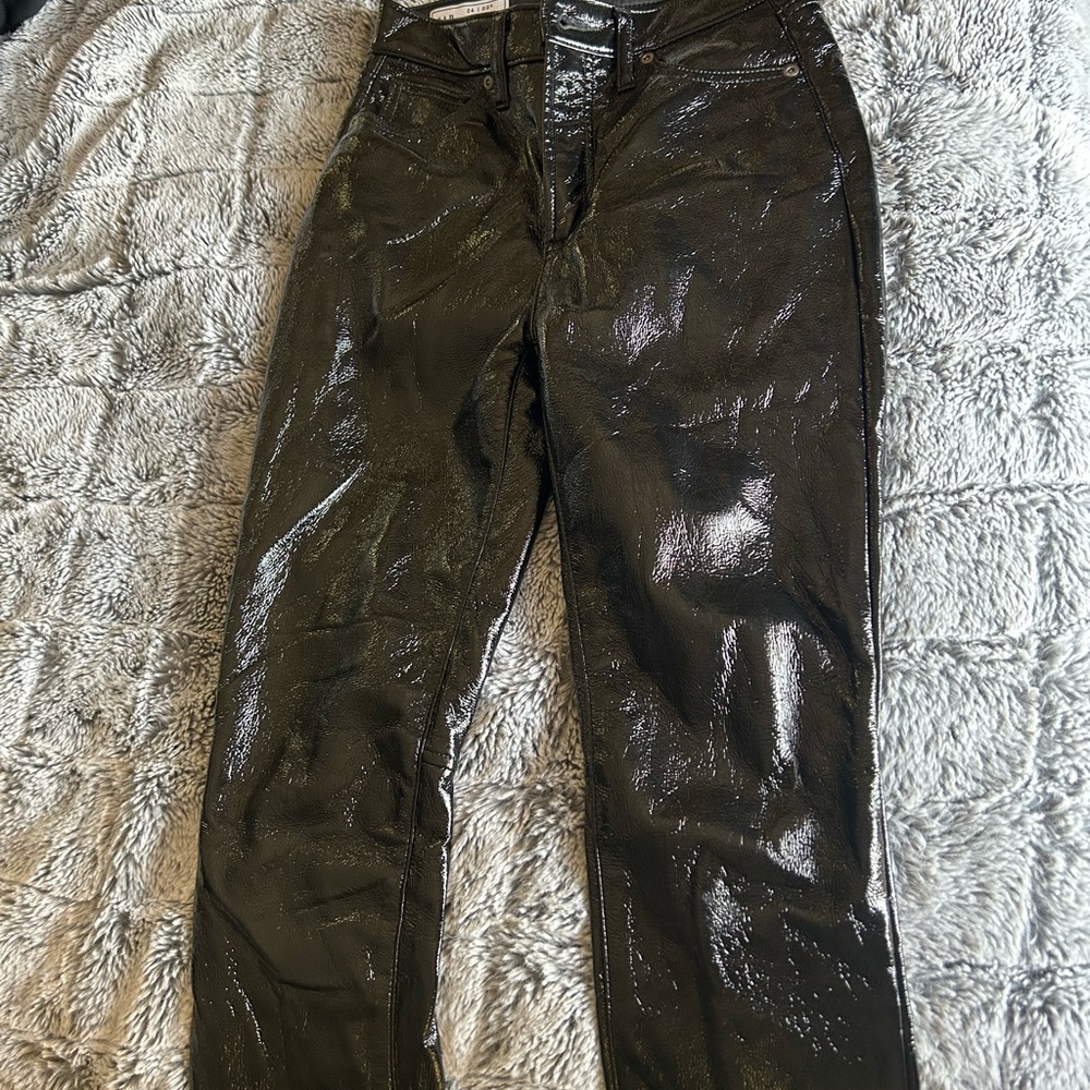 Black Faux Leather Jeans